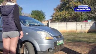 Fucking my neigbours wife in her ass on her car - porn video